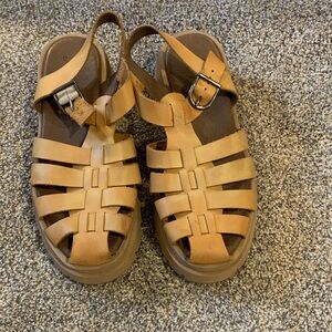 Free People Tan Leather Sandals